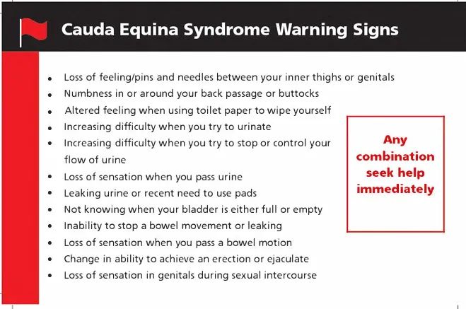 symptoms of Cauda Equina Syndrome (CES)