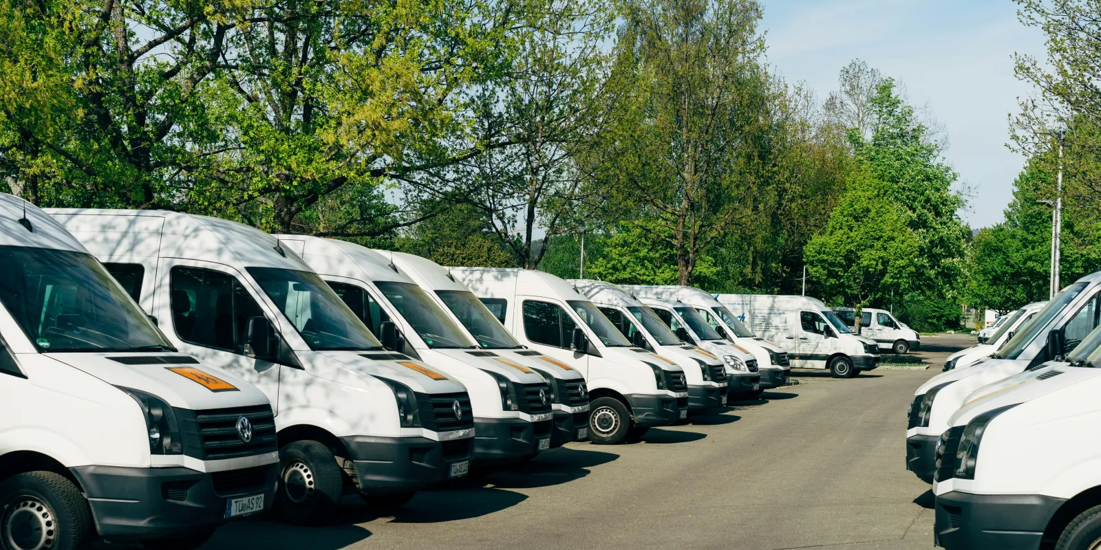 Vans parked in car park