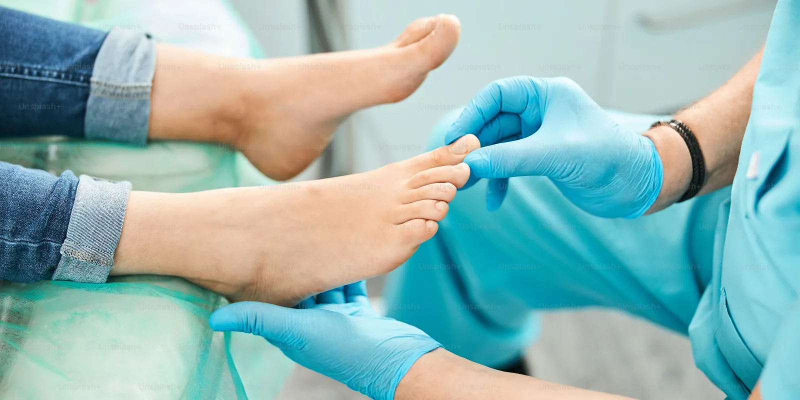 doctor checking feet