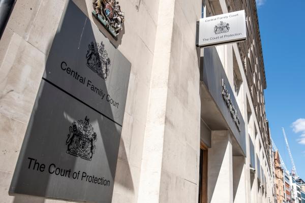 Exterior shot of building with the signs showing Central Family Court and The Court of Protection